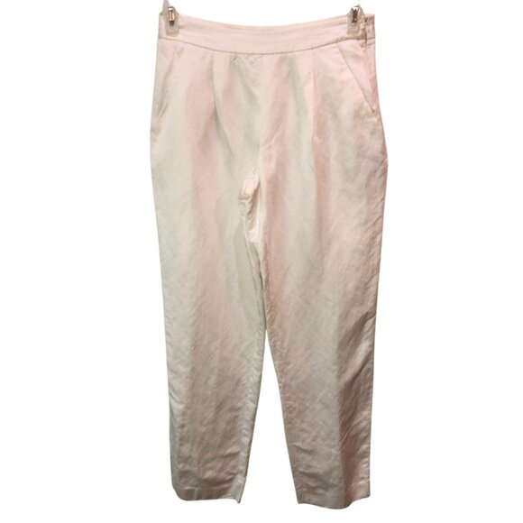 Theory Womens Size 8 White Pleated Front Side Zipper Tapered Leg Dress Pants - Picture 1 of 11
